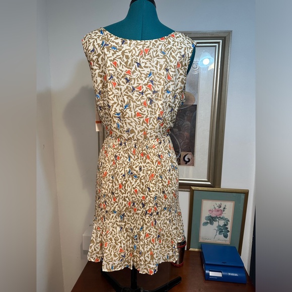 SNAP Women’s Floral Bird Lined Sleeveless Ruffle-Neckline Dress Size XL - Picture 5 of 11